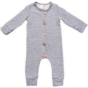 Childhoods Long Sleeve Romper in Indigo Stripe - EUC